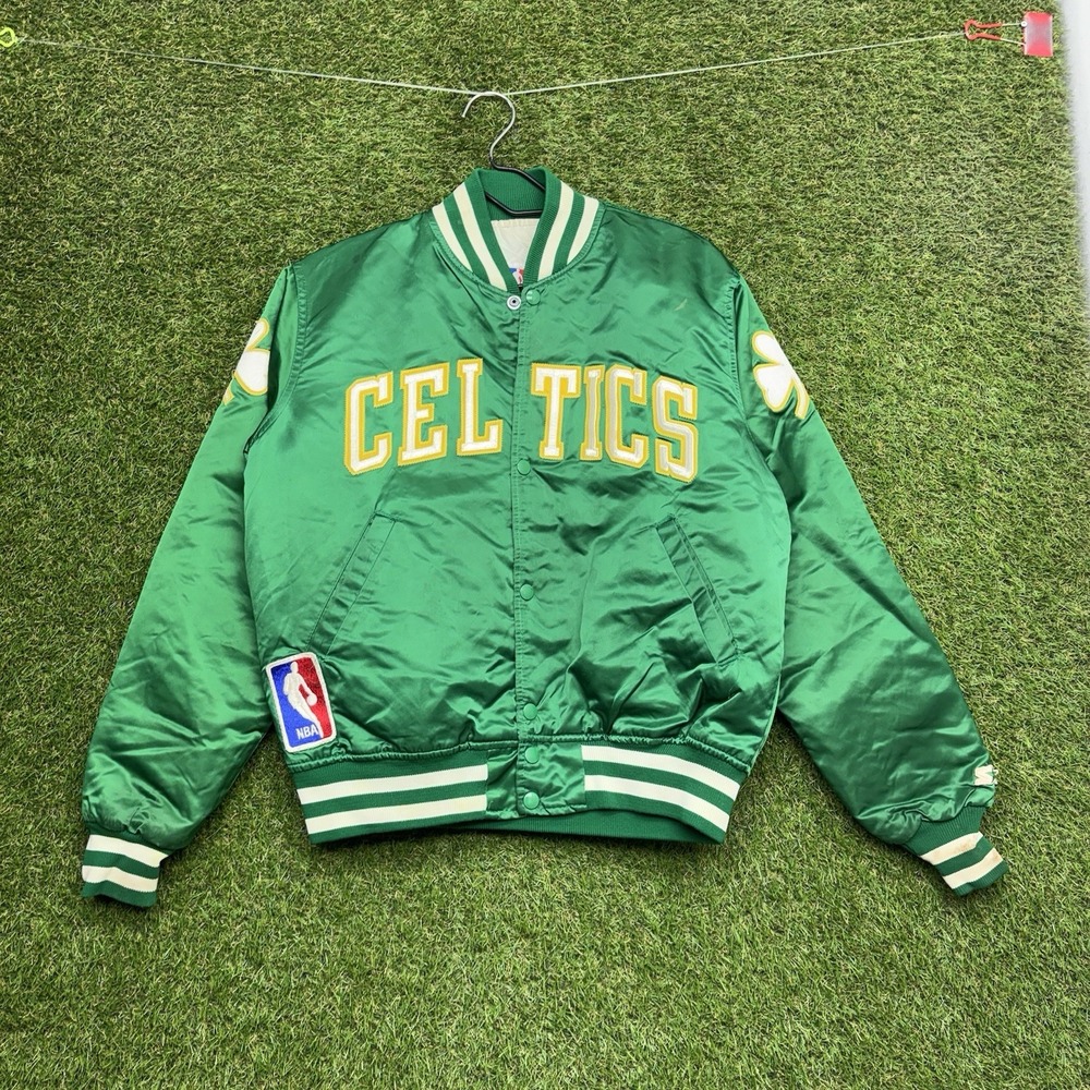 Vintage Boston Celtics Starter Satin Jacket Mens Medium 90s NBA Green USA Made